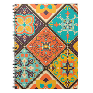 Caderno Espiral Azulejo de retalhos incolor com o Islã, Árabe