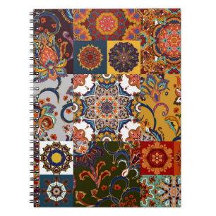 Caderno Espiral Azulejo de retalhos incolor com o Islã, Árabe