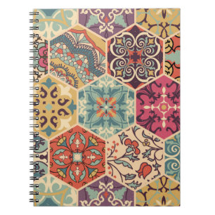 Caderno Espiral Azulejo de retalhos incolor com o Islã, Árabe