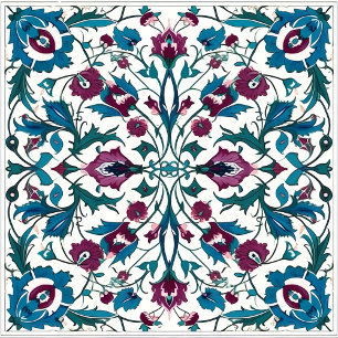 Caderno Espiral Azulejo Padrão Azul e Vermelho