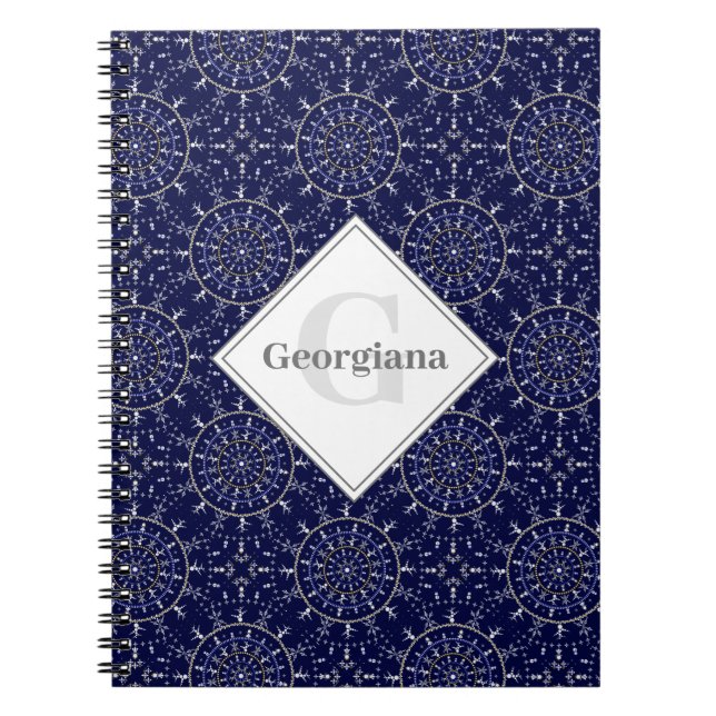 Caderno Espiral Azulejo personalizado Ditsy Winter Snow Angels Sno (Frente)