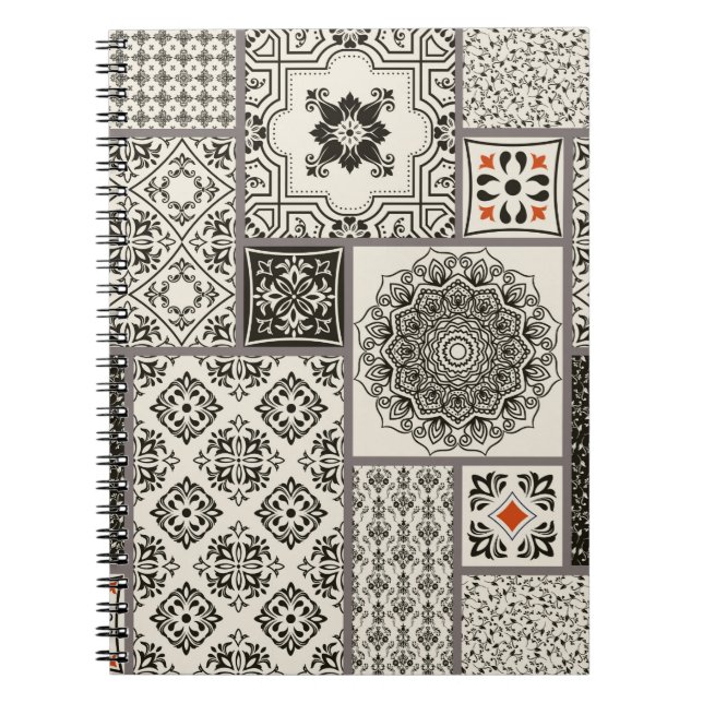 Caderno Espiral Azulejo sem falhas com o Islã, árabe, indiano (Frente)
