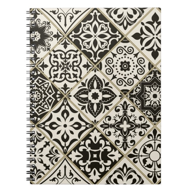 Caderno Espiral Azulejo sem falhas com o Islã, árabe, indiano (Frente)