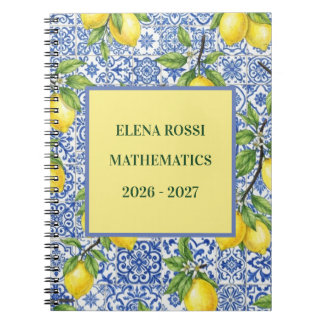 Caderno Espiral Azulejo Siciliano & Limão Personalizado Volta às A