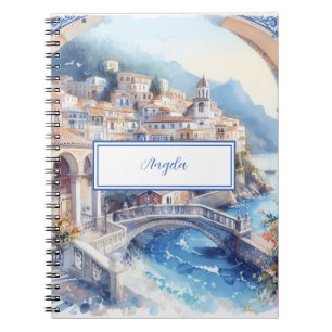 Caderno Espiral Azulejos Azuis Da Costa Do Amalfi Itália Foto Pers