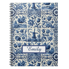 Caderno Espiral Azulejos Delft Elegantes Personalizados