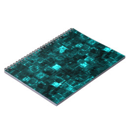 Caderno Espiral Azulejos Digitais com Brilho Aquático