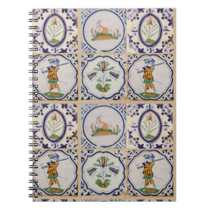 Caderno Espiral Azulejos Holandeses Antigos Delft do Século XVII a