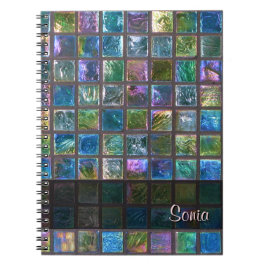 Caderno Espiral Azulejos multicoloridos brilhantes cerâmicos algum