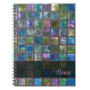 Caderno Espiral Azulejos multicoloridos brilhantes cerâmicos algum