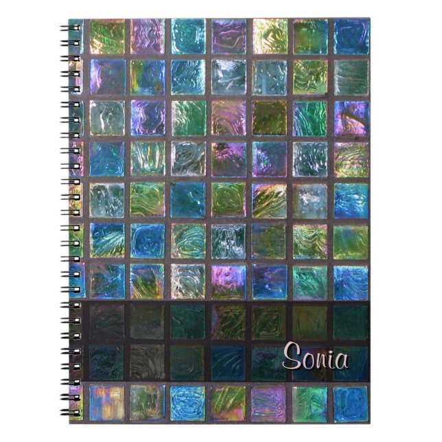 Caderno Espiral Azulejos multicoloridos brilhantes cerâmicos algum (Frente)