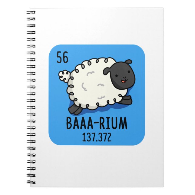 Caderno Espiral Baa-rium Funny Sheep Chemistry Pun (Frente)