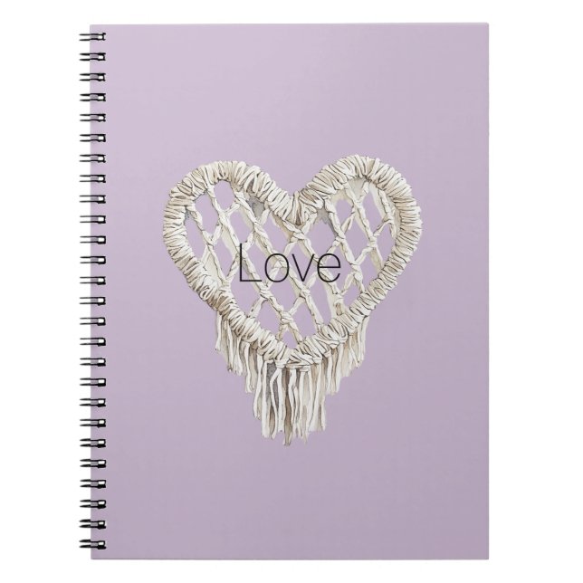 Caderno Espiral Babado de Coração Branco Lavanda (Frente)