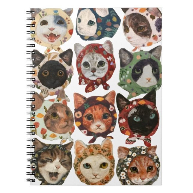 Caderno Espiral Babushka Kitten Art Impressão (Frente)