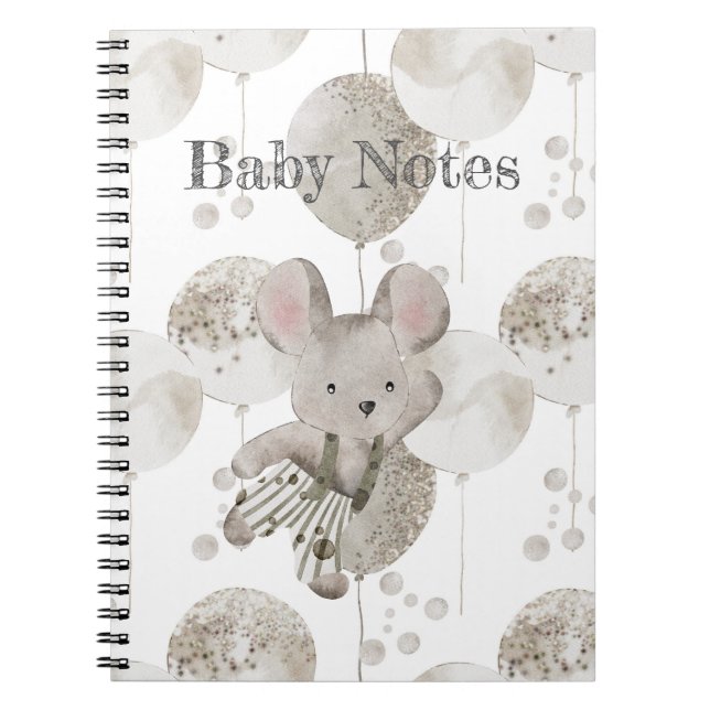 Caderno Espiral Baby Boho Balloon e Baby Mouse (Frente)