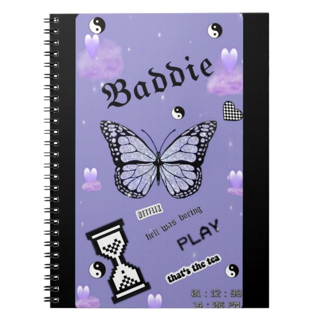 Caderno Espiral Baddie Purple School (Frente)