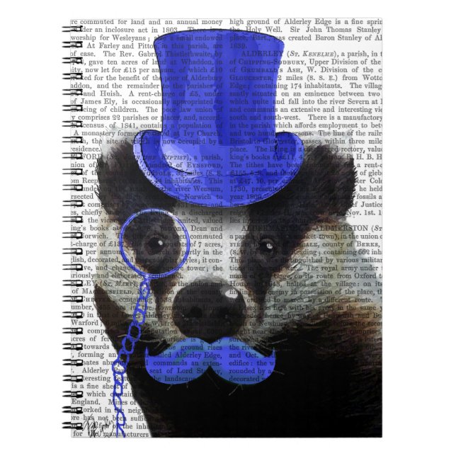 Caderno Espiral Badger com Chapéu Azul e bigode (Frente)