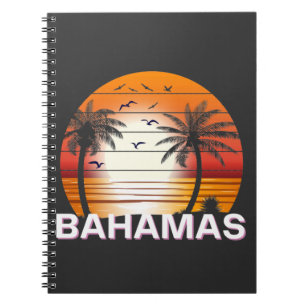 Caderno Espiral Bahamas Vintage Palm Trees Summer Beach