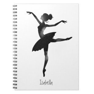 Caderno Espiral Bailarina aquarela charcoal elegante chique