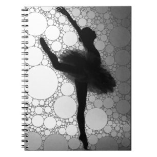 Caderno Espiral Bailarina Dança Preto Branco Ballet
