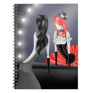 Caderno Espiral Bailarina Excêntrica & Reflexo de Dançarina Vermel