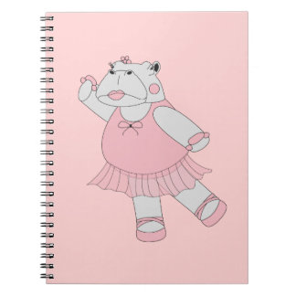 Caderno Espiral Bailarina Hipopótamo Rosa Claro illusima