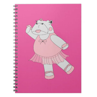 Caderno Espiral Bailarina Hipopótamo Rosa illusima