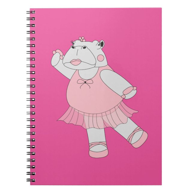 Caderno Espiral Bailarina Hipopótamo Rosa illusima (Frente)