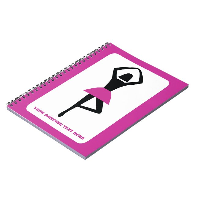 Caderno Espiral bailarina preta, rosa quente, costume (Left Side)