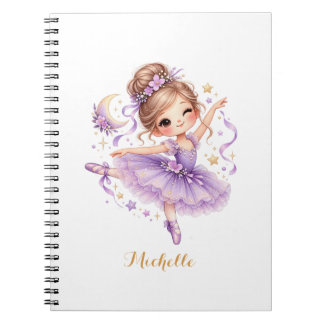 Caderno Espiral Bailarina Princesa Personalizada Fofa e Doce
