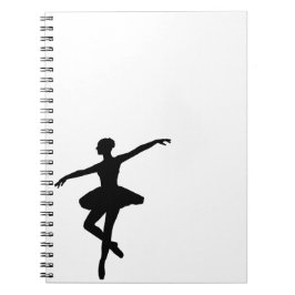 Caderno Espiral Bailarina Simples de Ballet Preto e Branco