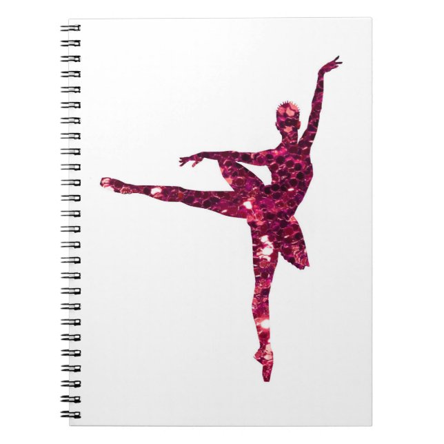 Caderno Espiral Bailarina Sparkly cor-de-rosa (Frente)