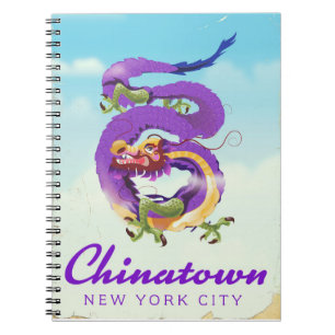 Caderno Espiral Bairro Chinês cartaz antigo cidade de Nova York