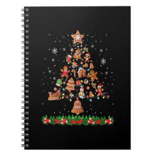 Caderno Espiral Baking Gingerbird Cookie Árvore de Natal Luzes Fu