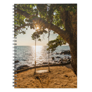 Caderno Espiral Balanço na praia no por do sol