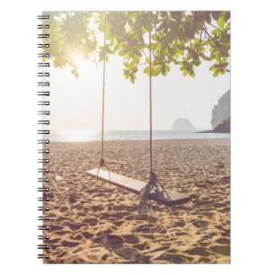 Caderno Espiral Balanço na praia no por do sol