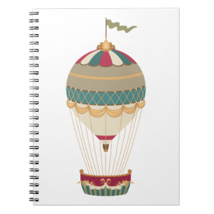 Caderno Espiral Balão de Ar Quente Adorável Steampunk com Bandei