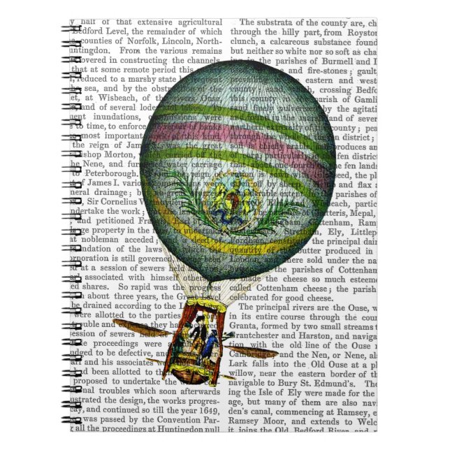 Caderno Espiral Balão de ar quente azul claro (Frente)