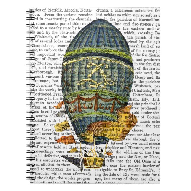 Caderno Espiral Balão de Ar Quente Cilíndrico Azul (Frente)