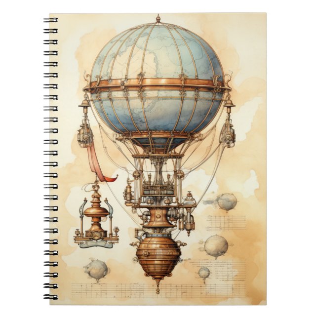 Caderno Espiral Balão de Ar Quente Steampunk (3) (Frente)