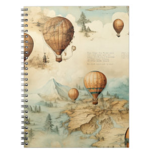 Caderno Espiral Balão de Vintage Ar Quente em Paisagem Serena (2)