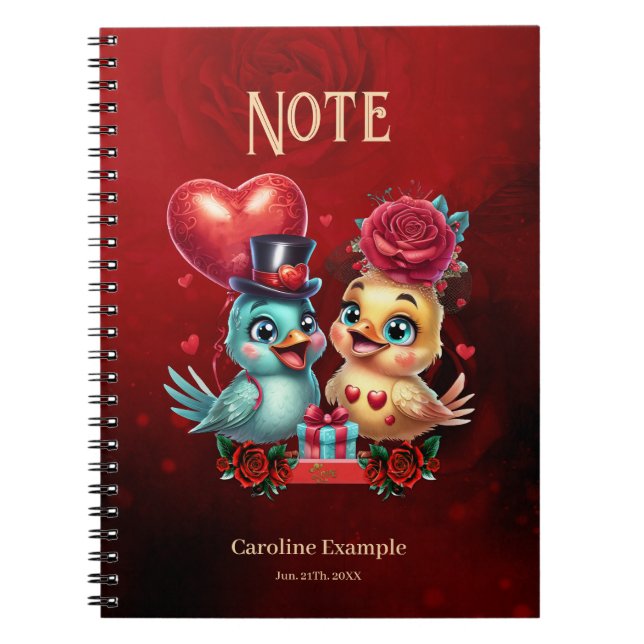 Caderno Espiral Balão do Coração e Rosa Magia: Um Romance Pintado, (Frente)