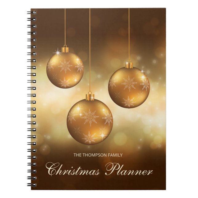 Caderno Espiral Balas de Natal Amarelas do ouro com Texto Personal (Frente)
