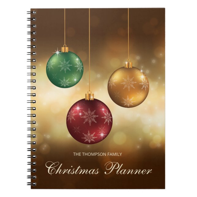 Caderno Espiral Balas de Natal Amarelas do ouro com Texto Personal (Frente)