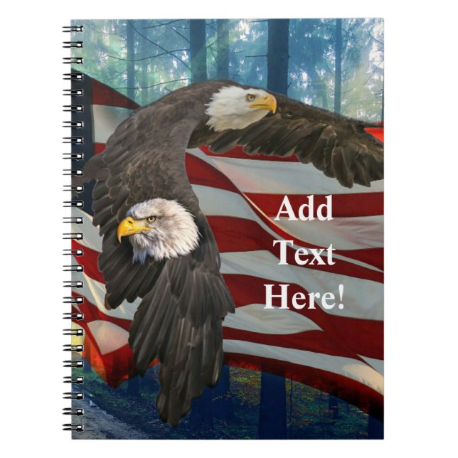 Caderno Espiral Bald Eagle American Flag (Frente)