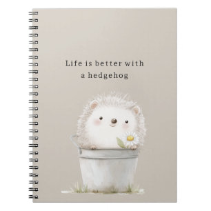 Caderno Espiral Balde de Flor de Margarida ouriço Cream Cocoa