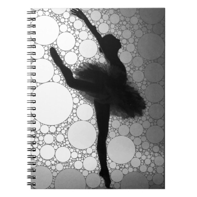 Caderno Espiral Balé Black White Dancing Ballerina (Frente)