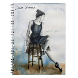 Caderno Espiral balé Personalizar Notebook Dancer de Watercolor