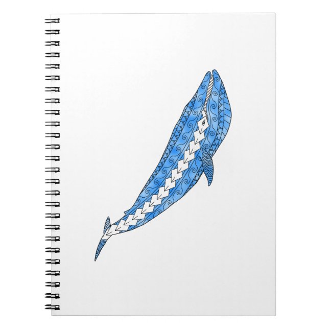 Caderno Espiral Baleia Azul Tribal (Frente)