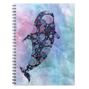 Caderno Espiral Baleia decorativa da silhueta